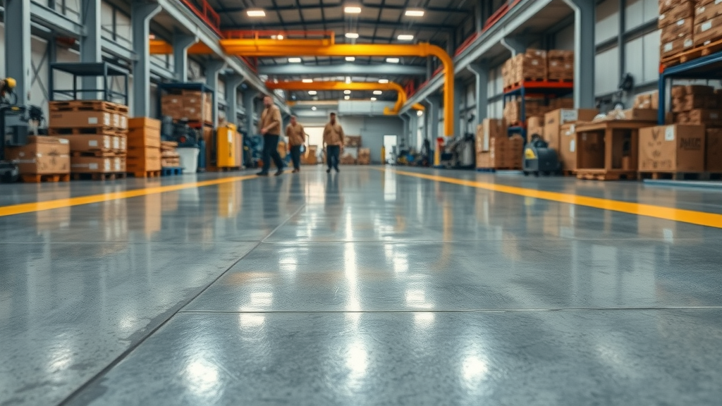 industrial epoxy-coated floor showing durability and seamless surface