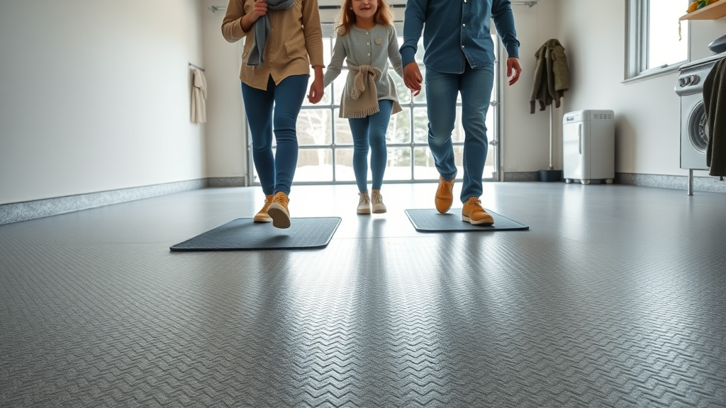 clean garage floor with anti-slip surface texture, protecting garage floors from slush