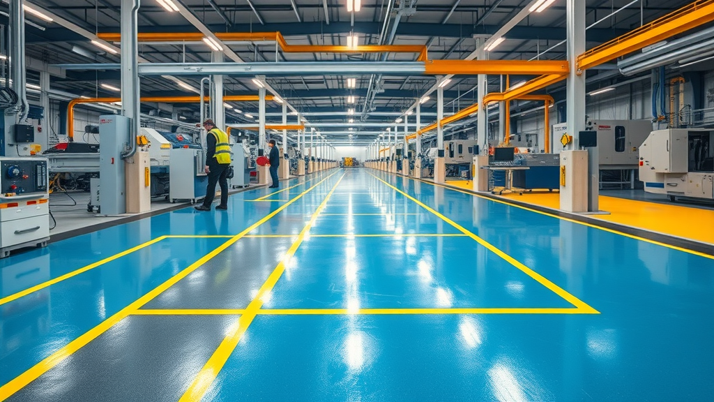 dynamic manufacturing plant advanced industrial floor coatings color-coded epoxy polyurethane mma systems zones for safety