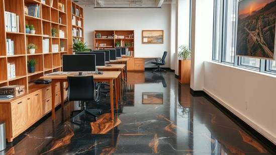 Epoxy craftsmanship floor in a modern business office environment